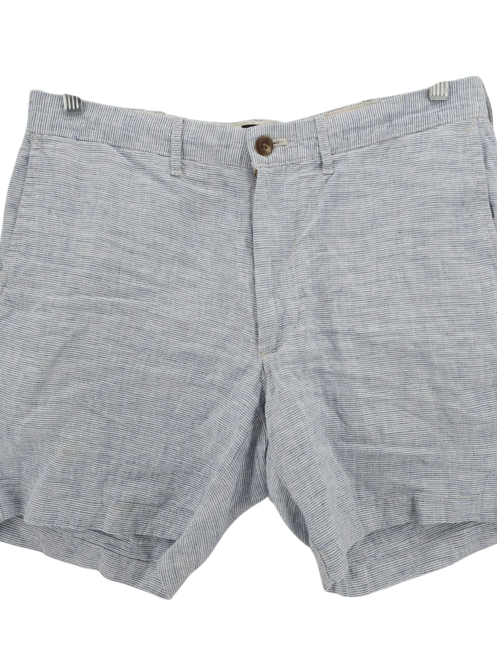 J. CREW 100% Linen Men's Blue White Striped Flat Front Shorts Size Waist 31